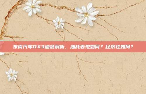东南汽车DX3油耗解析,油耗表现如何?经济性如何?