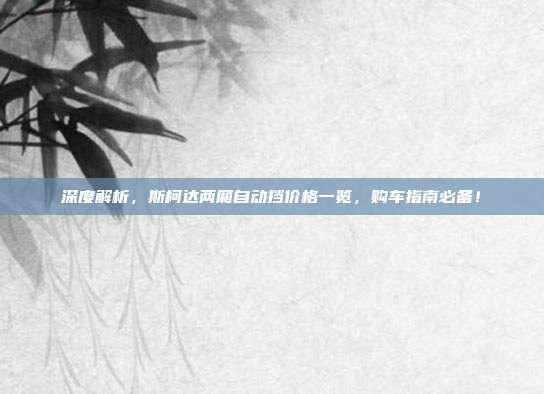 深度解析,斯柯达两厢自动挡价格一览,购车指南必备!