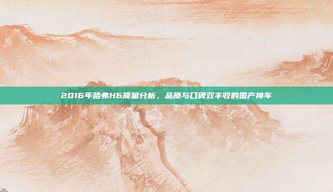 2016年哈弗H6质量分析，品质与口碑双丰收的国产神车
