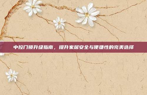 中控门锁升级指南,提升家居安全与便捷性的完美选择