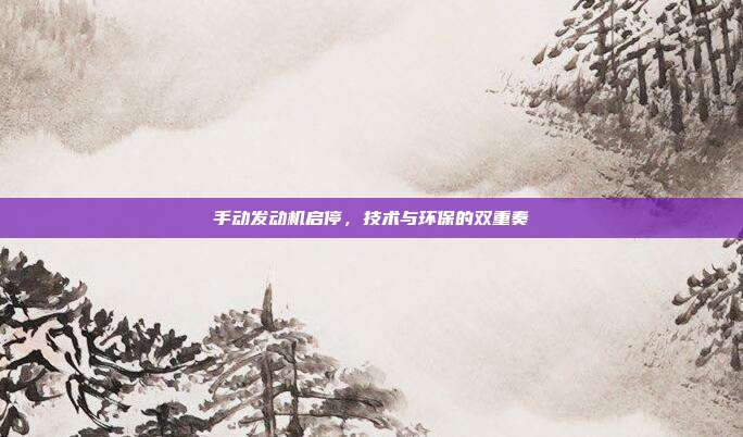 手动发动机启停,技术与环保的双重奏