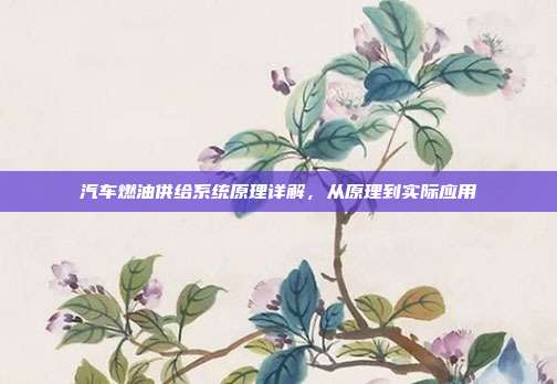 汽车燃油供给系统原理详解,从原理到实际应用