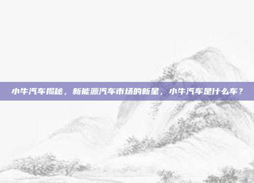 小牛汽车揭秘,新能源汽车市场的新星,小牛汽车是什么车?