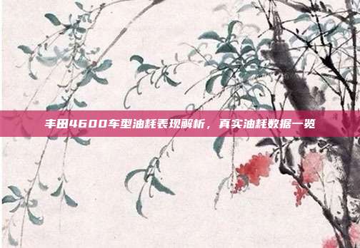 丰田4600车型油耗表现解析，真实油耗数据一览