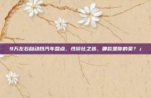 9万左右自动挡汽车盘点，性价比之选，哪款是你的菜？」