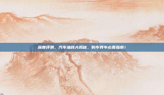 深度评测，汽车油耗大揭秘，购车养车必看指南！