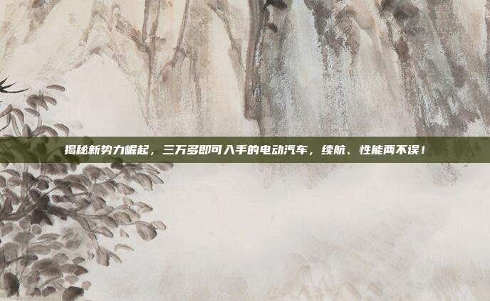 揭秘新势力崛起，三万多即可入手的电动汽车，续航、性能两不误！