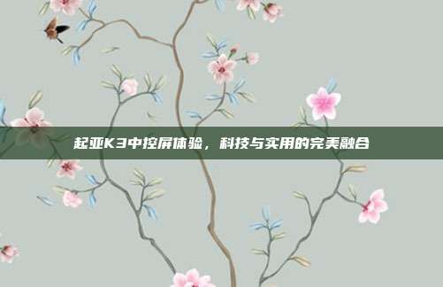 起亚K3中控屏体验，科技与实用的完美融合