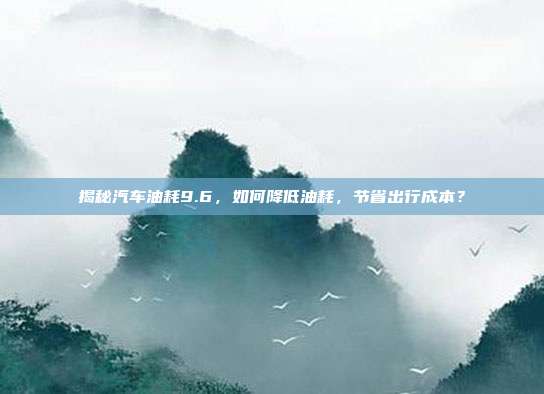 揭秘汽车油耗9.6,如何降低油耗,节省出行成本?