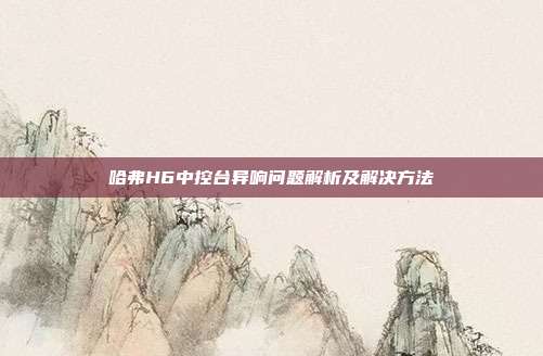 哈弗H6中控台异响问题解析及解决方法
