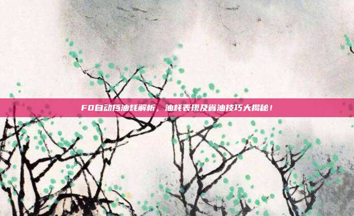 F0自动挡油耗解析,油耗表现及省油技巧大揭秘!