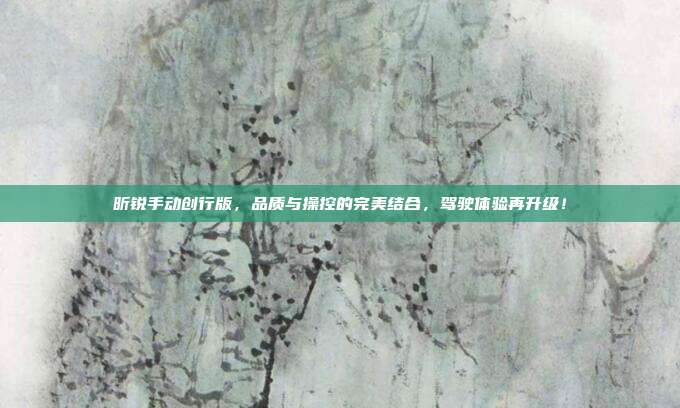 昕锐手动创行版，品质与操控的完美结合，驾驶体验再升级！