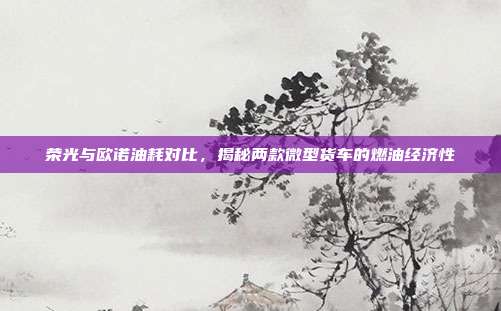 荣光与欧诺油耗对比,揭秘两款微型货车的燃油经济性