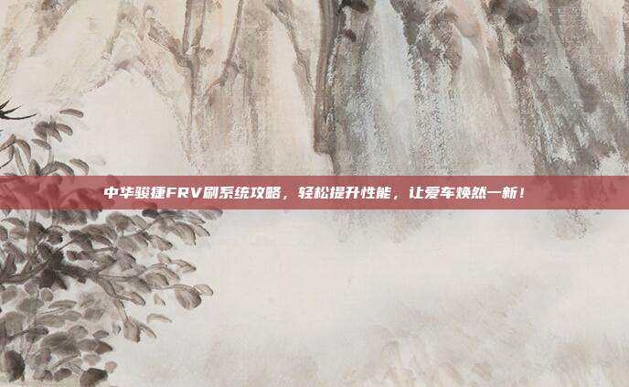 中华骏捷FRV刷系统攻略，轻松提升性能，让爱车焕然一新！