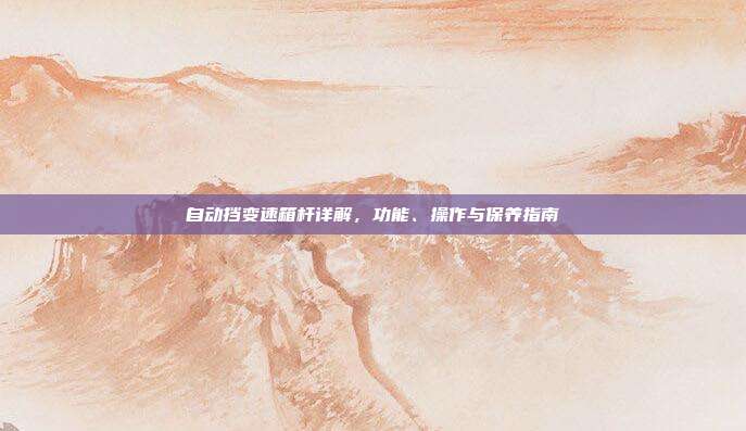 自动挡变速箱杆详解,功能、操作与保养指南