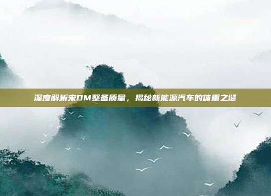 深度解析宋DM整备质量,揭秘新能源汽车的体重之谜