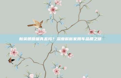 新英朗质量真差吗?深度解析家用车品质之谜