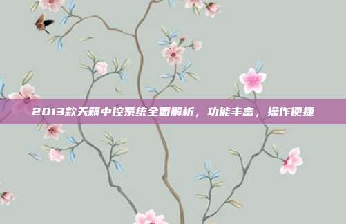 2013款天籁中控系统全面解析,功能丰富,操作便捷