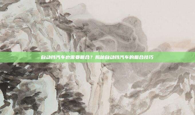 自动挡汽车也需要磨合?揭秘自动挡汽车的磨合技巧