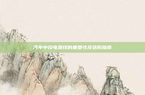 汽车中控电源线的重要性及选购指南