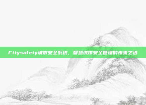 Citysafety城市安全系统，智慧城市安全管理的未来之选