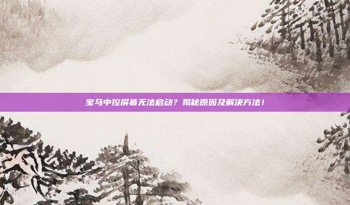 宝马中控屏幕无法启动？揭秘原因及解决方法！