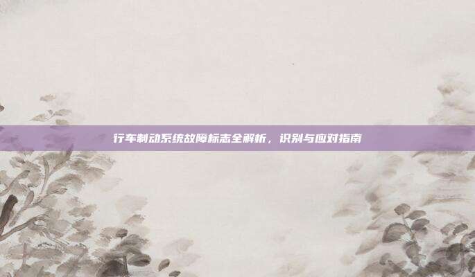 行车制动系统故障标志全解析，识别与应对指南
