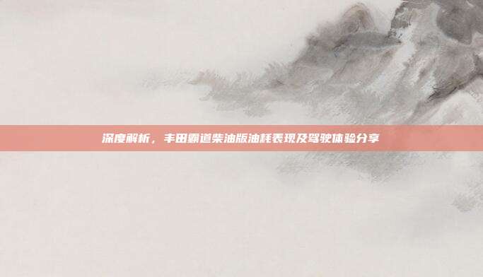 深度解析，丰田霸道柴油版油耗表现及驾驶体验分享
