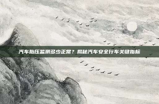 汽车胎压监测多少正常？揭秘汽车安全行车关键指标