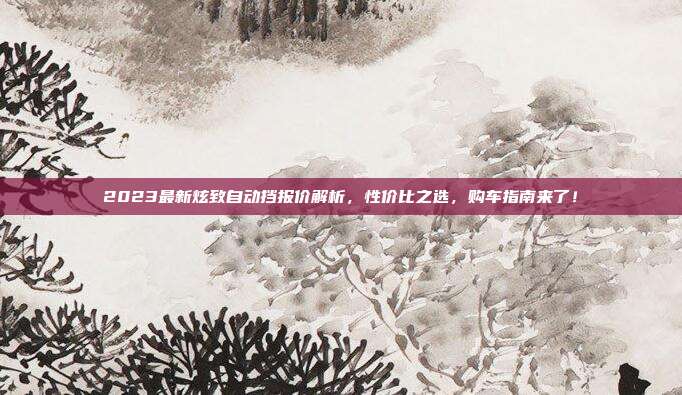 2023最新炫致自动挡报价解析，性价比之选，购车指南来了！