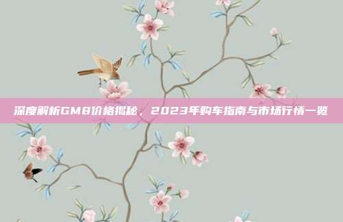 深度解析GM8价格揭秘，2023年购车指南与市场行情一览