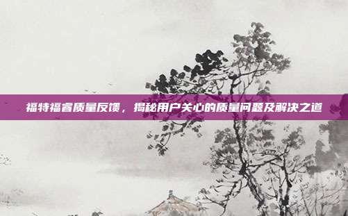 福特福睿质量反馈，揭秘用户关心的质量问题及解决之道