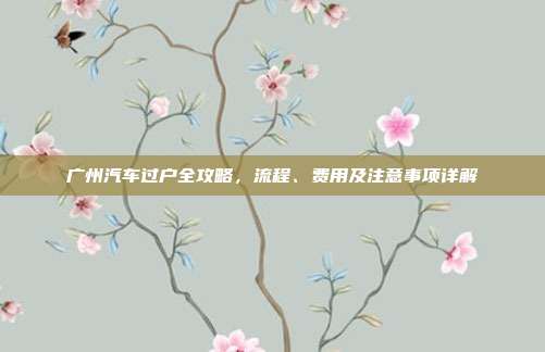 广州汽车过户全攻略，流程、费用及注意事项详解