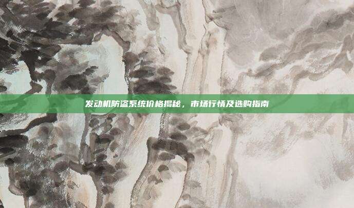 发动机防盗系统价格揭秘，市场行情及选购指南
