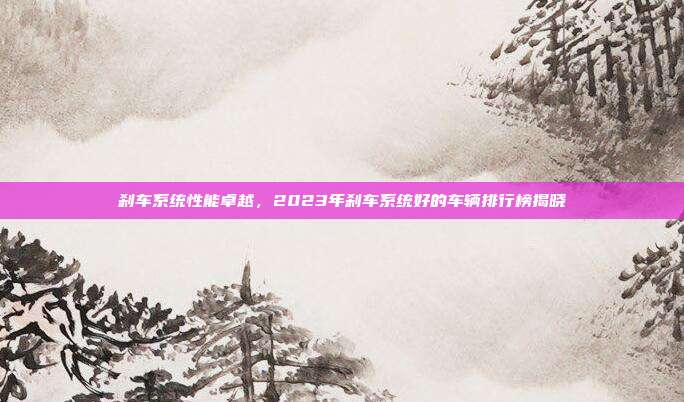 刹车系统性能卓越，2023年刹车系统好的车辆排行榜揭晓