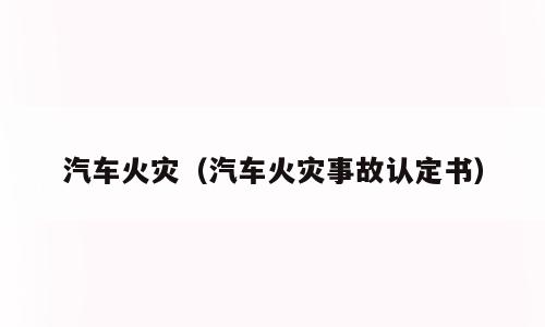 汽车火灾（汽车火灾事故认定书）