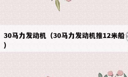 30马力发动机（30马力发动机推12米船）