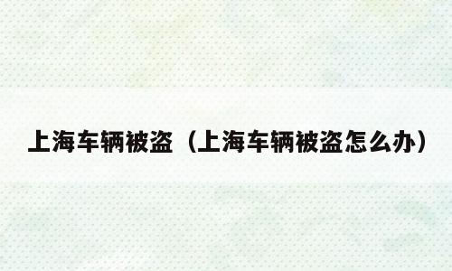 上海车辆被盗（上海车辆被盗怎么办）