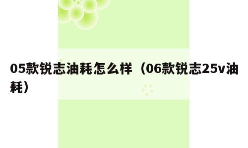 05款锐志油耗怎么样（06款锐志25v油耗）