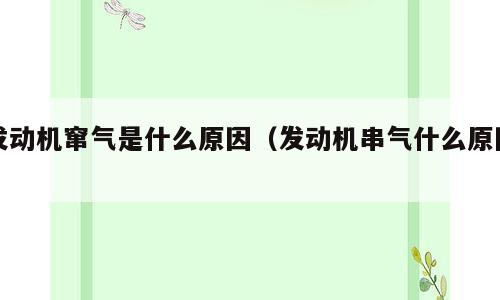 发动机窜气是什么原因（发动机串气什么原因）