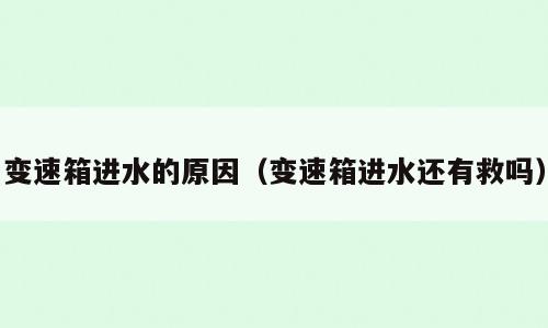 变速箱进水的原因（变速箱进水还有救吗）