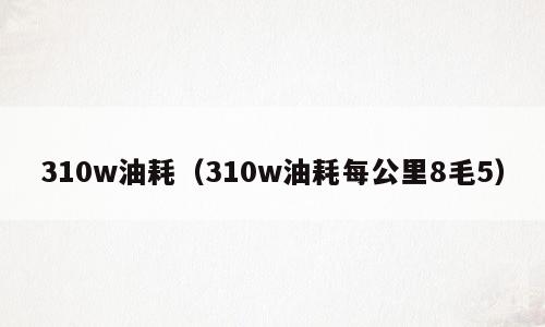 310w油耗（310w油耗每公里8毛5）