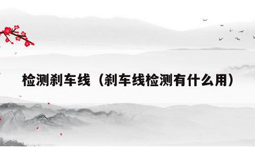 检测刹车线（刹车线检测有什么用）