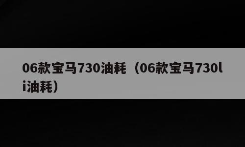 06款宝马730油耗（06款宝马730li油耗）