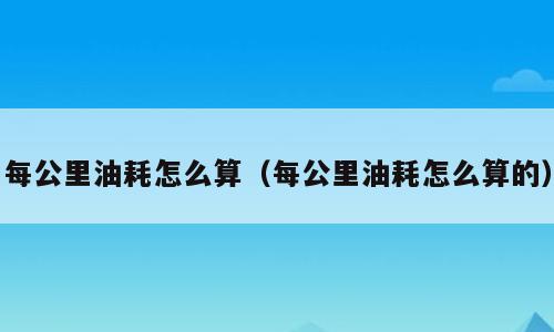 每公里油耗怎么算（每公里油耗怎么算的）
