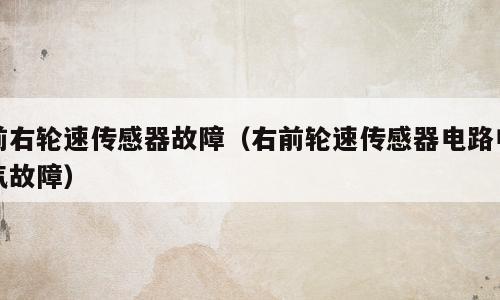 前右轮速传感器故障（右前轮速传感器电路电气故障）