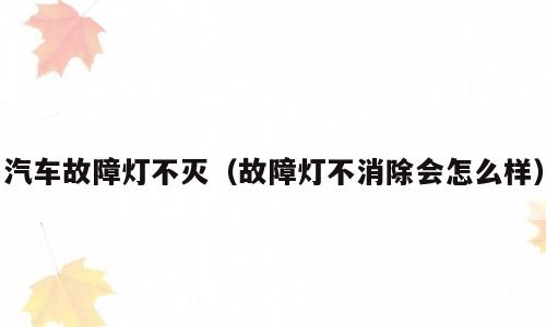 汽车故障灯不灭（故障灯不消除会怎么样）