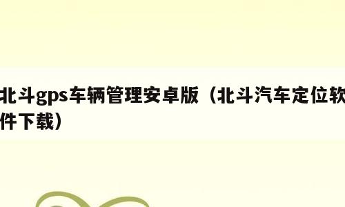 北斗gps车辆管理安卓版（北斗汽车定位软件下载）