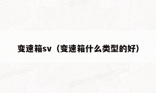 变速箱sv（变速箱什么类型的好）