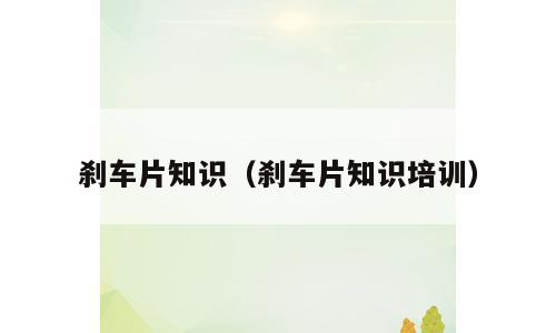 刹车片知识（刹车片知识培训）